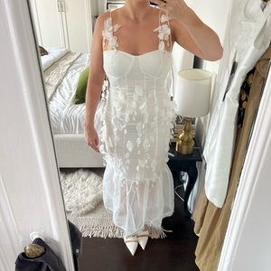 Zimmermann style white floral midi dress